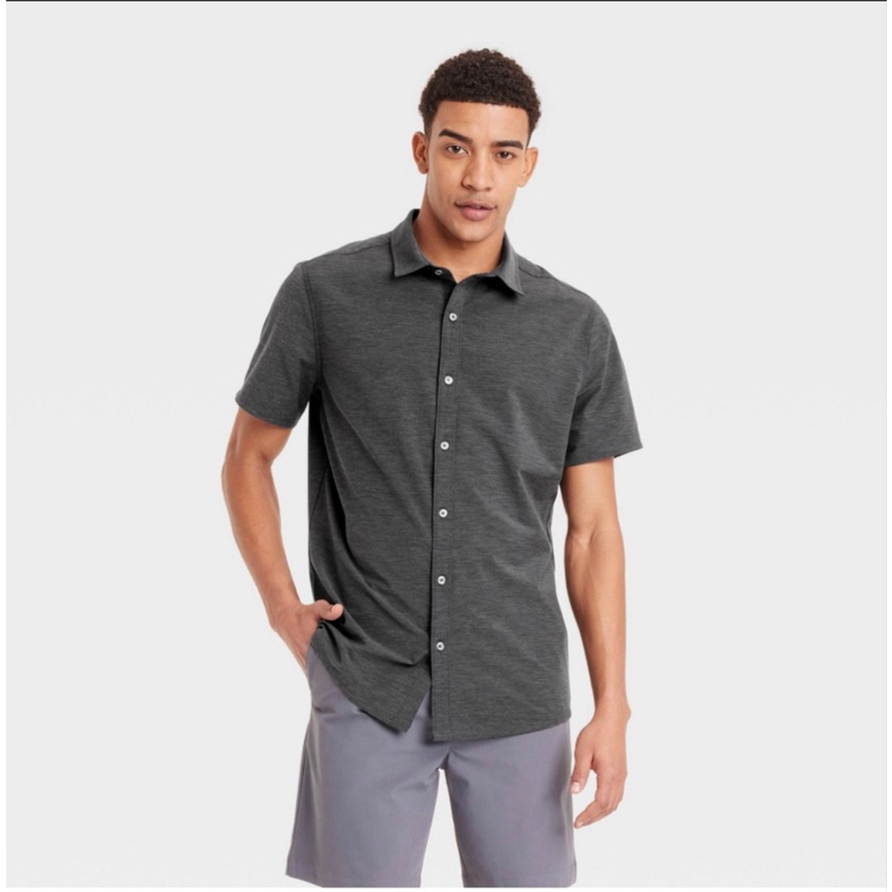 Men’s Short Sleeve Woven Shirt | All In Motion™ Black S | Quick Dry | NWT